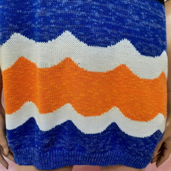 Vintage 80s Tangiers Funky Abstract Print Sweater Oversized Short Sleeve Size M - Picture 3 of 10